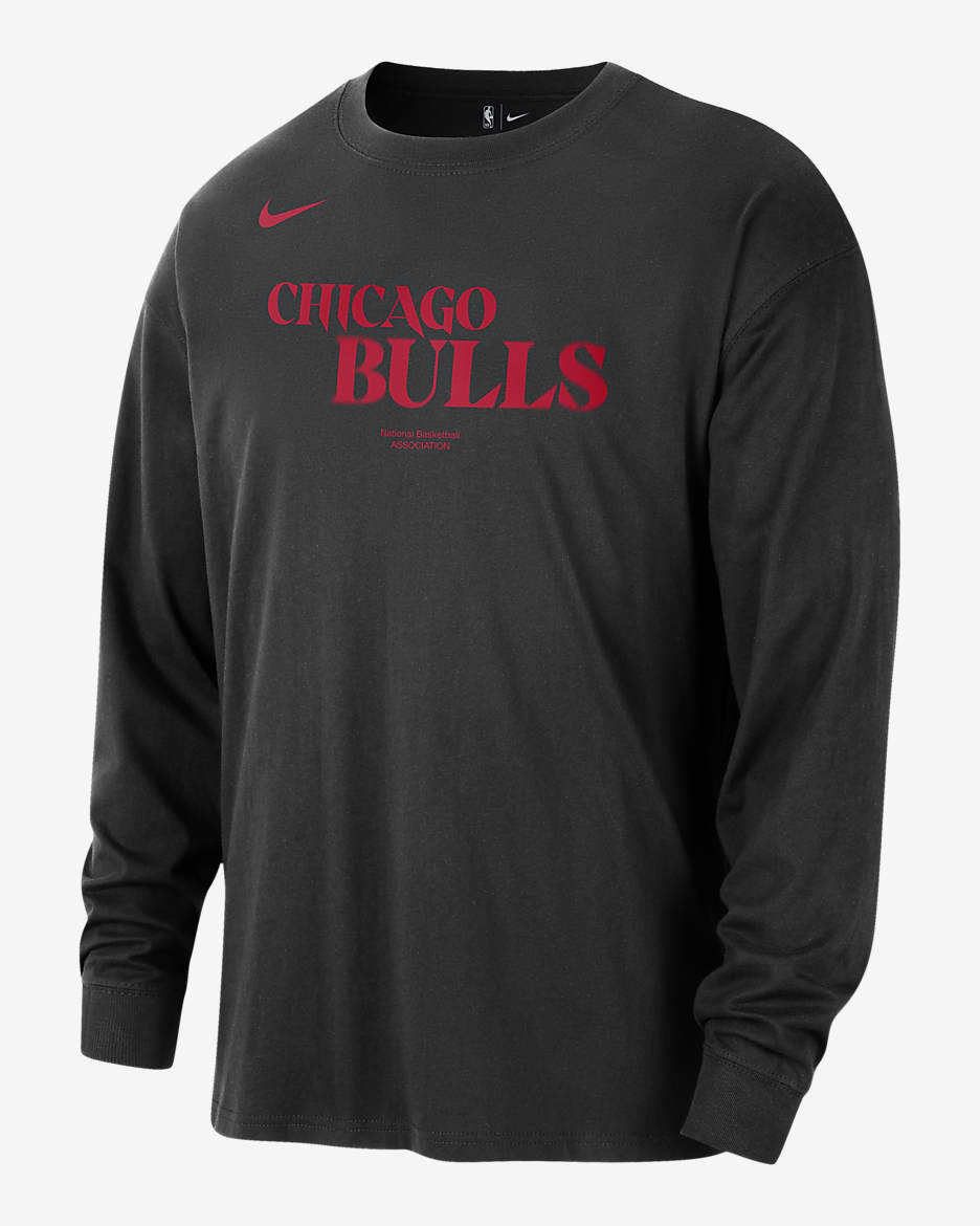 Chicago Bulls Courtside Men s Nike NBA Long Sleeve T Shirt Black Cotton